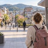 Resident considering a station neighborhood in a Japanese city