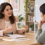 English teacher candidate demonstrating a one-to-one lesson with an adult learner