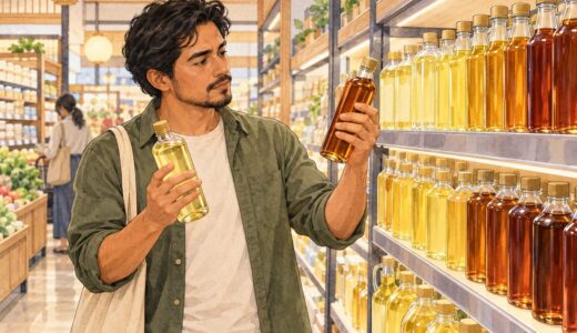 Japanese Cooking Oil Labels: Salad, Canola, Rice and Sesame Oil