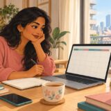 Worker reviewing a leave calendar on a laptop at home
