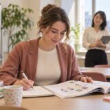 Teacher candidate preparing a supplied chapter for an English demo lesson