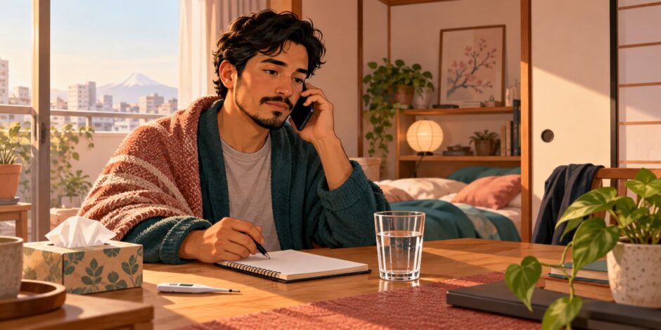 Employee calling their workplace from home to report an absence