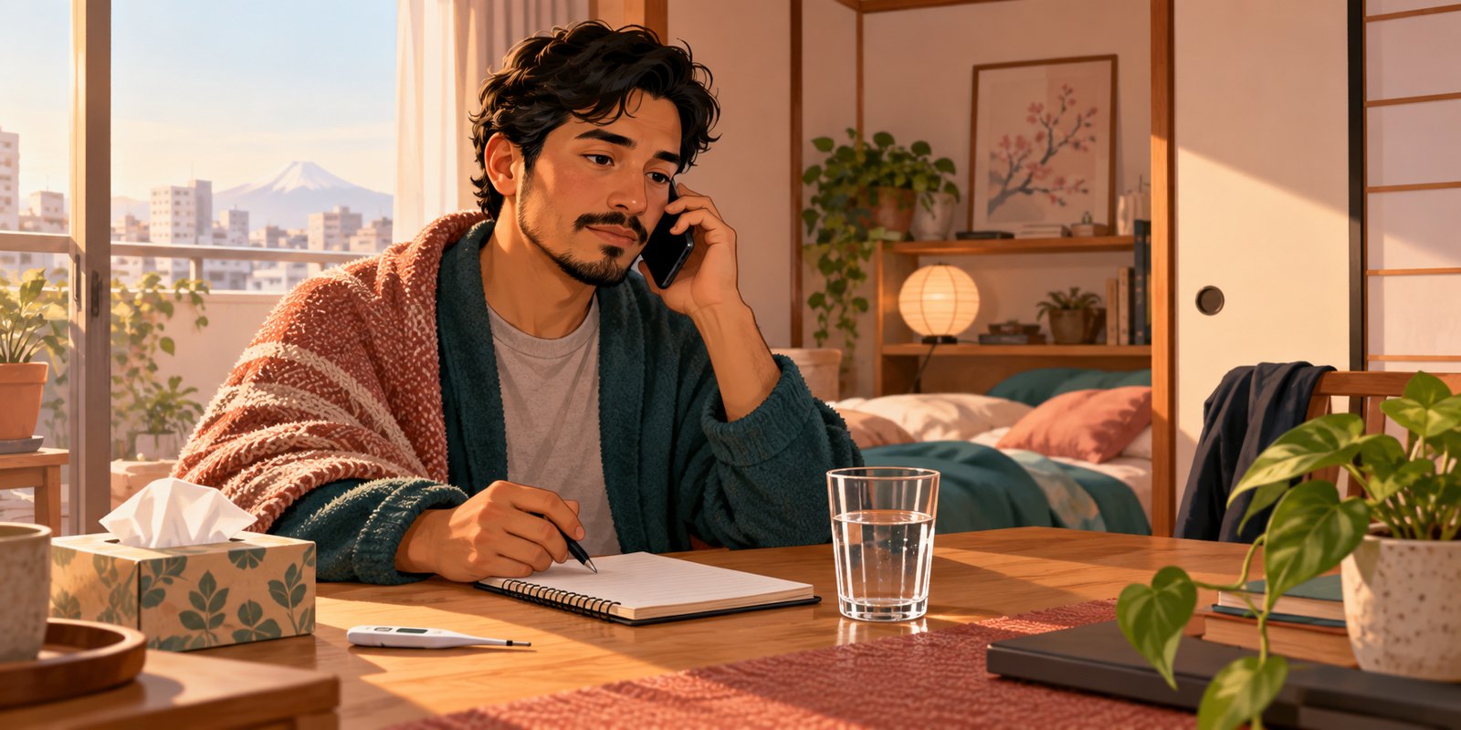 Employee calling their workplace from home to report an absence