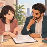 Job candidate and employer reviewing employment terms together