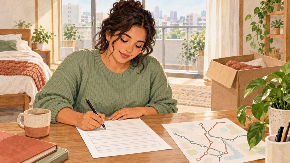 Employee filling out a workplace address change form after moving in Japan